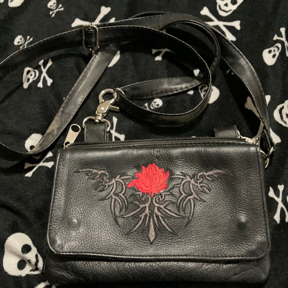 Small leather Black over the shoulder purse